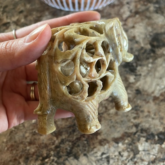 Carved Soapstone Elephant Figurine Gorara Stone Baby Elephant Inside Cute Statue - Picture 6 of 8